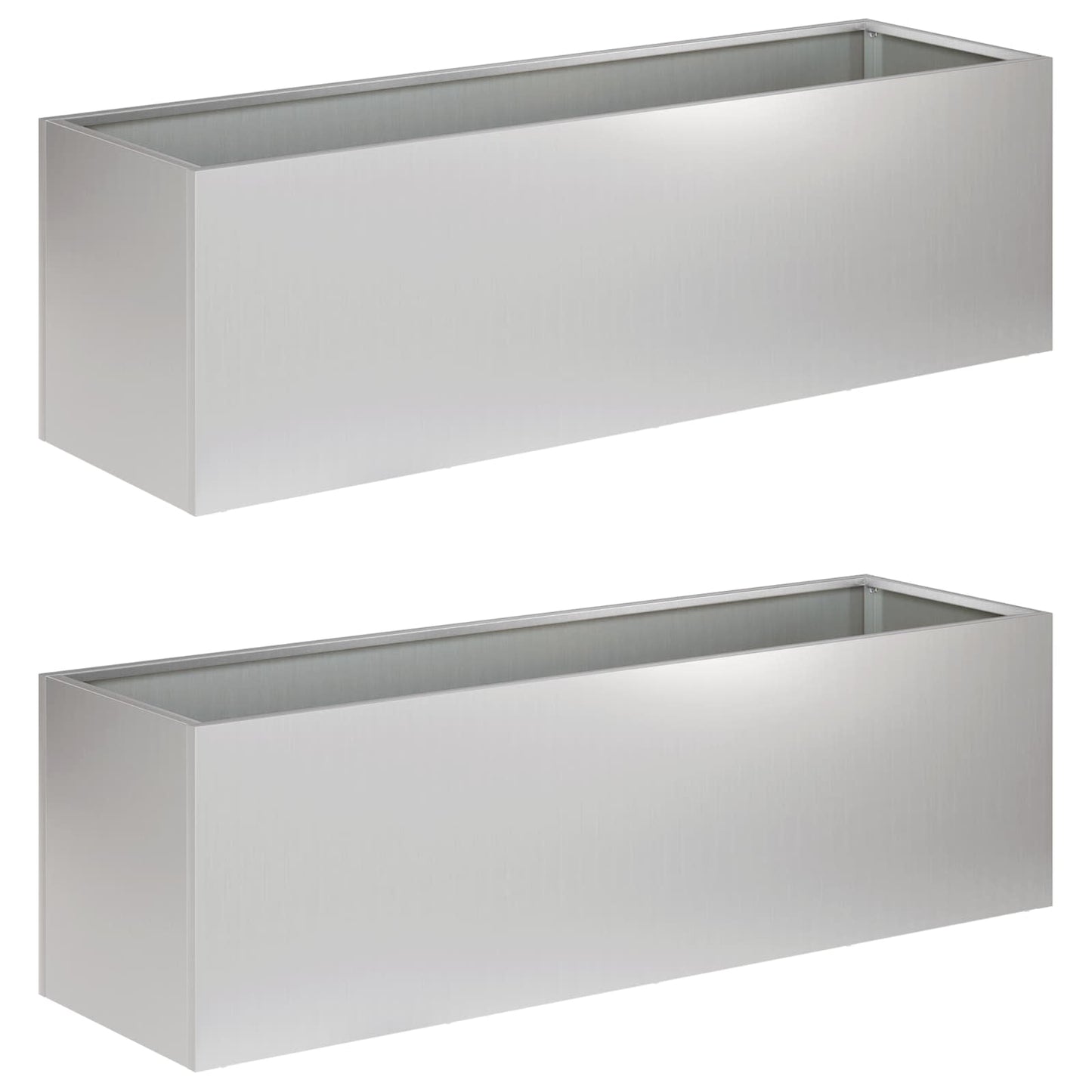 Garden Planter 2 pcs Silver 100 x 30 x 30 cm Galvanised Steel