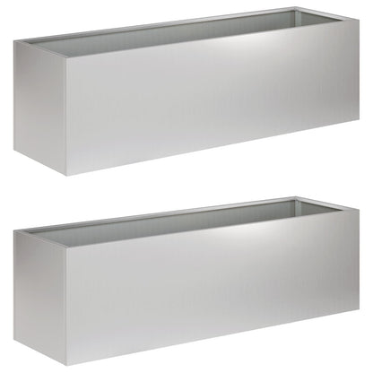 Garden Planter 2 pcs Silver 100 x 30 x 30 cm Galvanised Steel