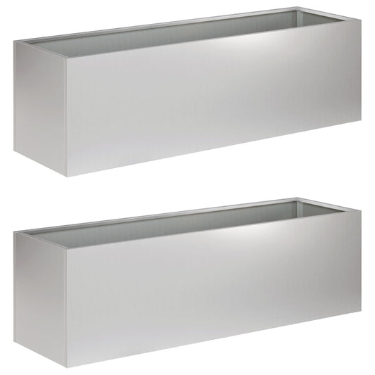 Garden Planter 2 pcs Silver 100 x 30 x 30 cm Galvanised Steel