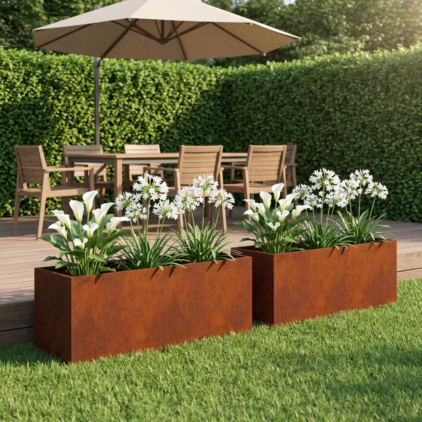 Garden Planter 2 pcs Rusty 100 x 30 x 30 cm Weathering Steel