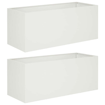 Garden Planter 2 pcs White 80 x 40 x 40 cm Cold-rolled Steel