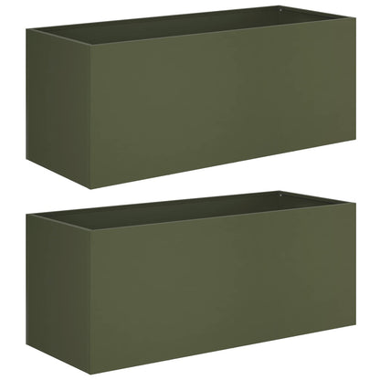 Garden Planter 2 pcs Olive Green 80 x 40 x 40 cm