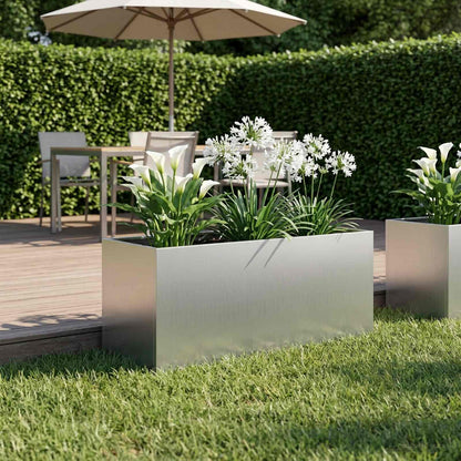 Garden Planter Silver 80 x 40 x 40 cm Galvanised Steel