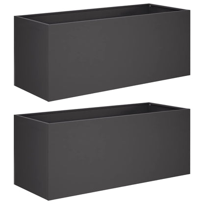 Garden Planter 2 pcs Black 100 x 40 x 40 cm Cold-rolled Steel