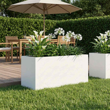 Garden Planter White 100 x 40 x 40 cm Cold-rolled Steel