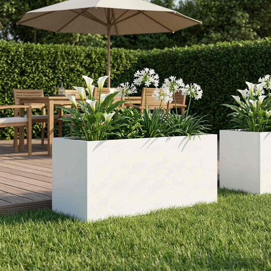Garden Planter White 100 x 40 x 40 cm Cold-rolled Steel