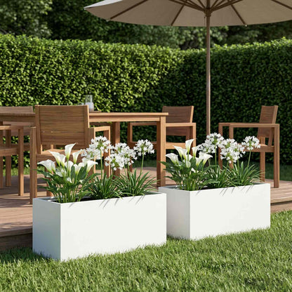 Garden Planter 2 pcs White 100 x 40 x 40 cm Cold-rolled Steel