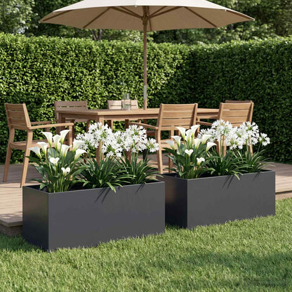 Garden Planter 2 pcs Anthracite 100 x 40 x 40 cm