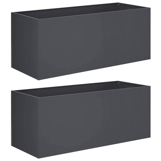 Garden Planter 2 pcs Anthracite 100 x 40 x 40 cm