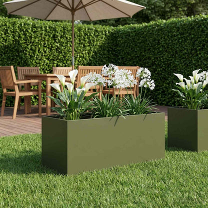 Garden Planter Olive Green 100 x 40 x 40 cm Cold-rolled Steel