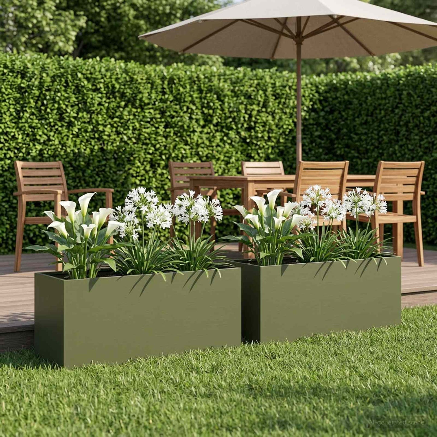 Garden Planter 2 pcs Olive Green 100 x 40 x 40 cm