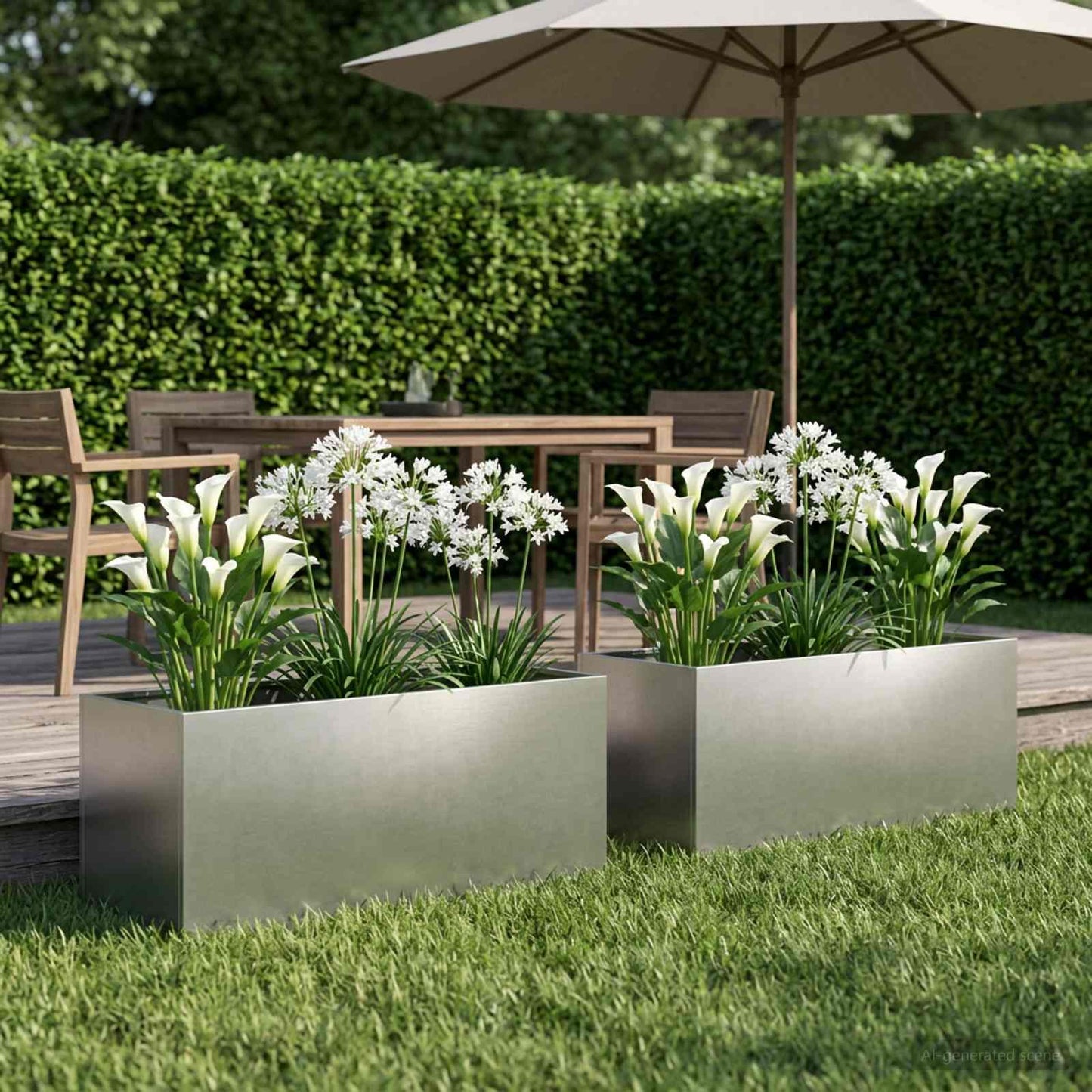 Garden Planter 2 pcs Silver 100 x 40 x 40 cm Stainless Steel