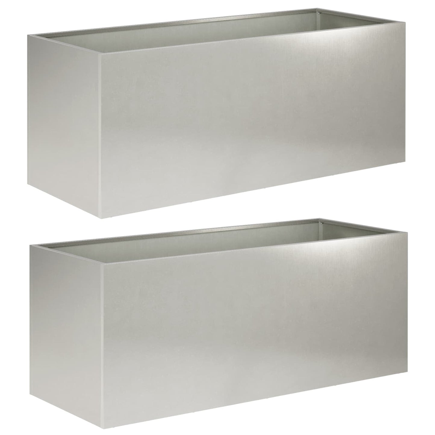 Garden Planter 2 pcs Silver 100 x 40 x 40 cm Stainless Steel