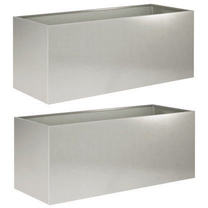 Garden Planter 2 pcs Silver 100 x 40 x 40 cm Stainless Steel
