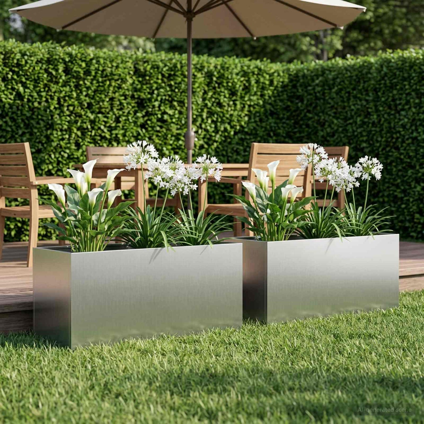 Garden Planter 2 pcs Silver 100 x 40 x 40 cm Galvanised Steel