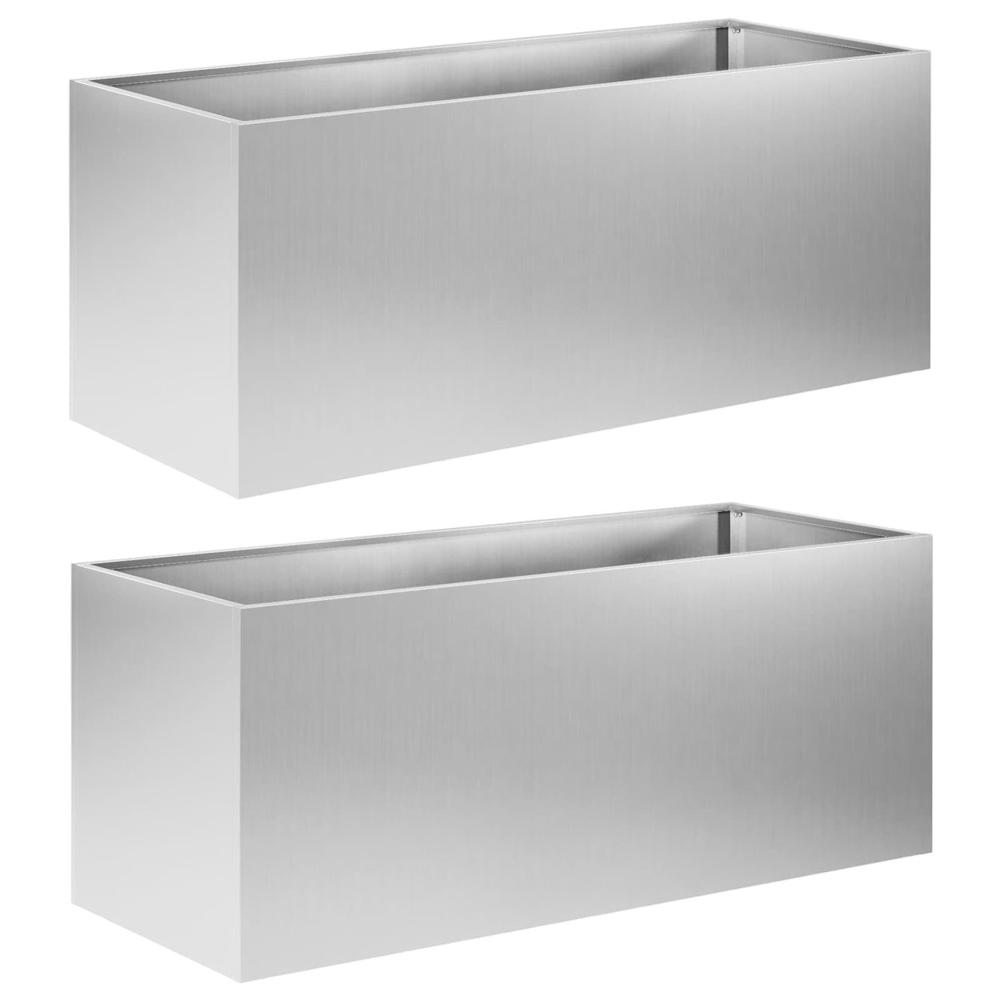Garden Planter 2 pcs Silver 100 x 40 x 40 cm Galvanised Steel