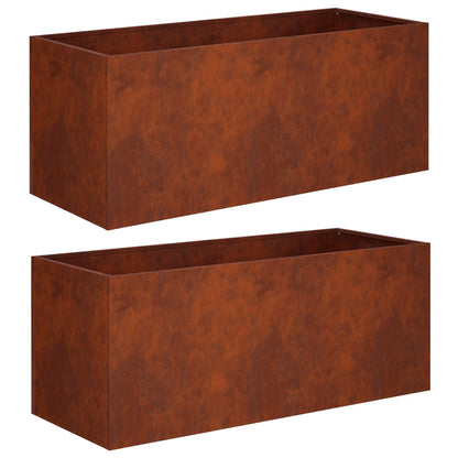 Garden Planter 2 pcs Rusty 100 x 40 x 40 cm Weathering Steel