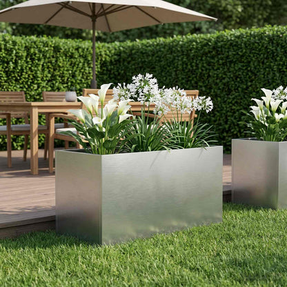 Garden Planter Silver 80 x 50 x 50 cm Stainless Steel