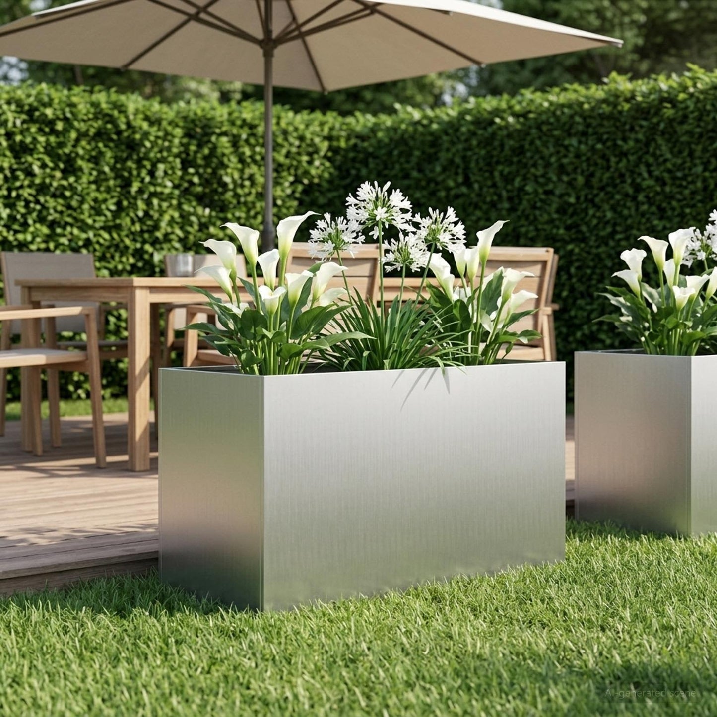 Garden Planter Silver 80 x 50 x 50 cm Galvanised Steel