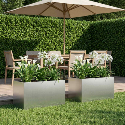 Garden Planter 2 pcs Silver 80 x 50 x 50 cm Galvanised Steel