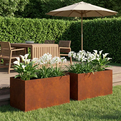 Garden Planter 2 pcs Rusty 80 x 50 x 50 cm Weathering Steel
