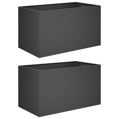 Garden Planter 2 pcs Black 100 x 50 x 50 cm Cold-rolled Steel