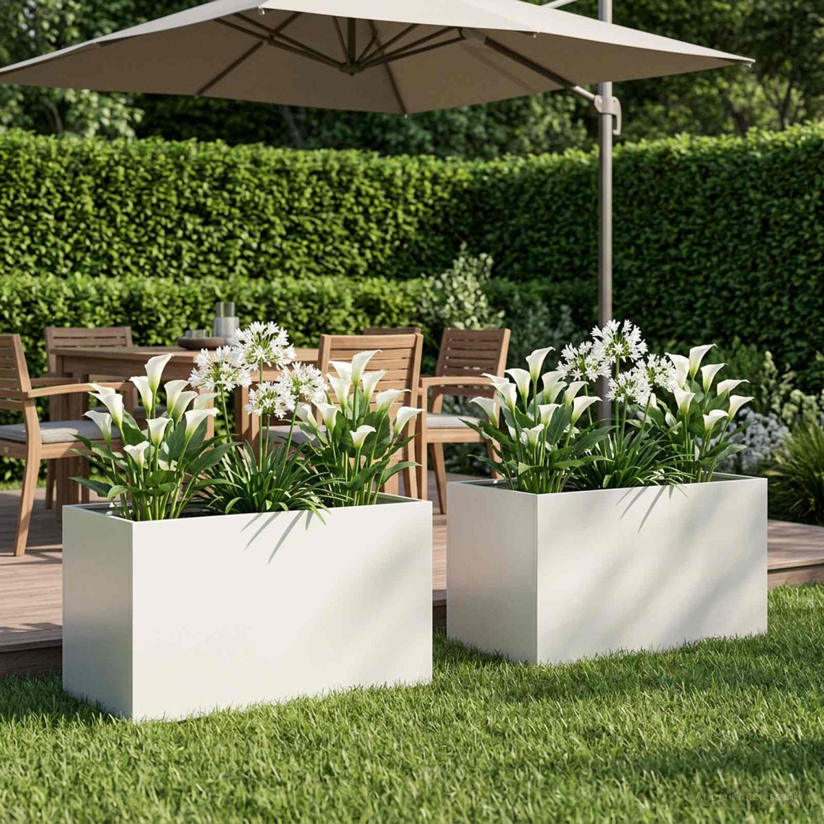 Garden Planter 2 pcs White 100 x 50 x 50 cm Cold-rolled Steel