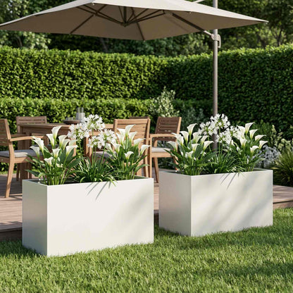 Garden Planter 2 pcs White 100 x 50 x 50 cm Cold-rolled Steel