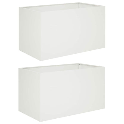 Garden Planter 2 pcs White 100 x 50 x 50 cm Cold-rolled Steel