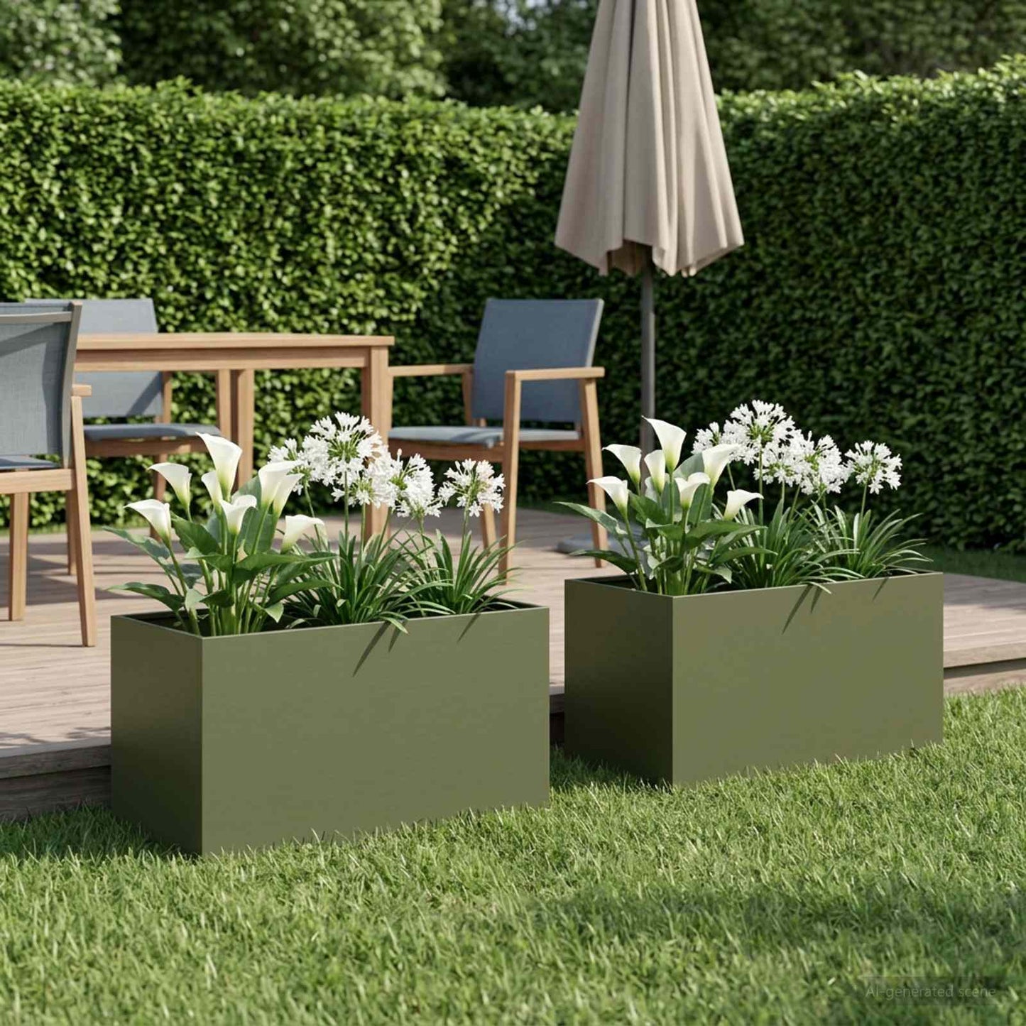 Garden Planter 2 pcs Olive Green 100 x 50 x 50 cm