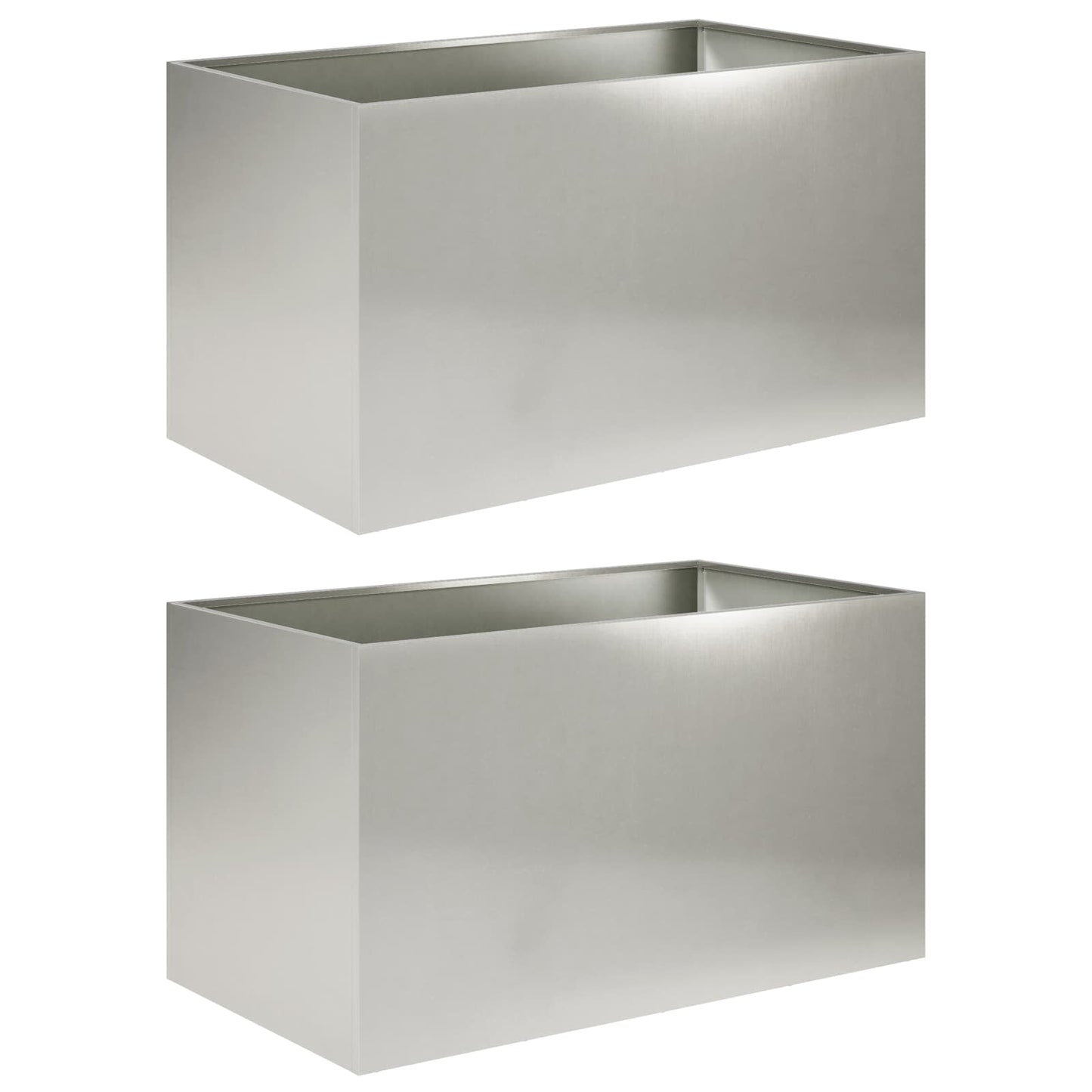 Garden Planter 2 pcs Silver 100 x 50 x 50 cm Stainless Steel