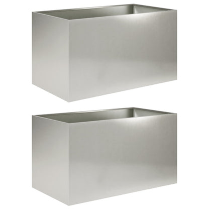 Garden Planter 2 pcs Silver 100 x 50 x 50 cm Stainless Steel