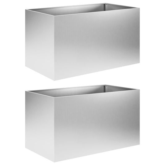 Garden Planter 2 pcs Silver 100 x 50 x 50 cm Galvanised Steel