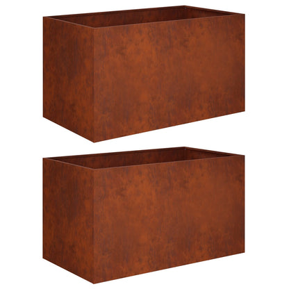 Garden Planter 2 pcs Rusty 100 x 50 x 50 cm Weathering Steel