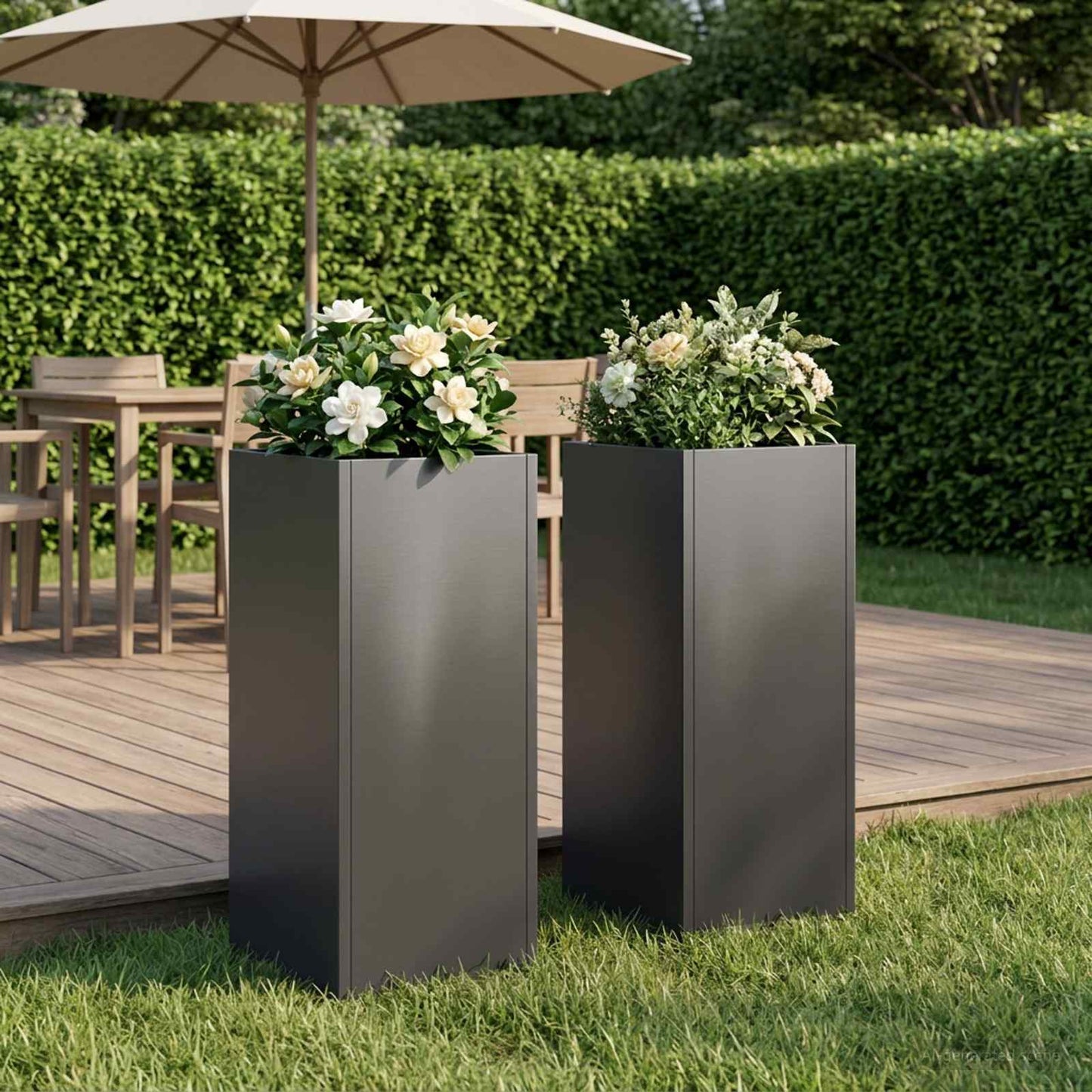 Garden Planter 2 pcs Black 20 x 20 x 40 cm Cold-rolled Steel