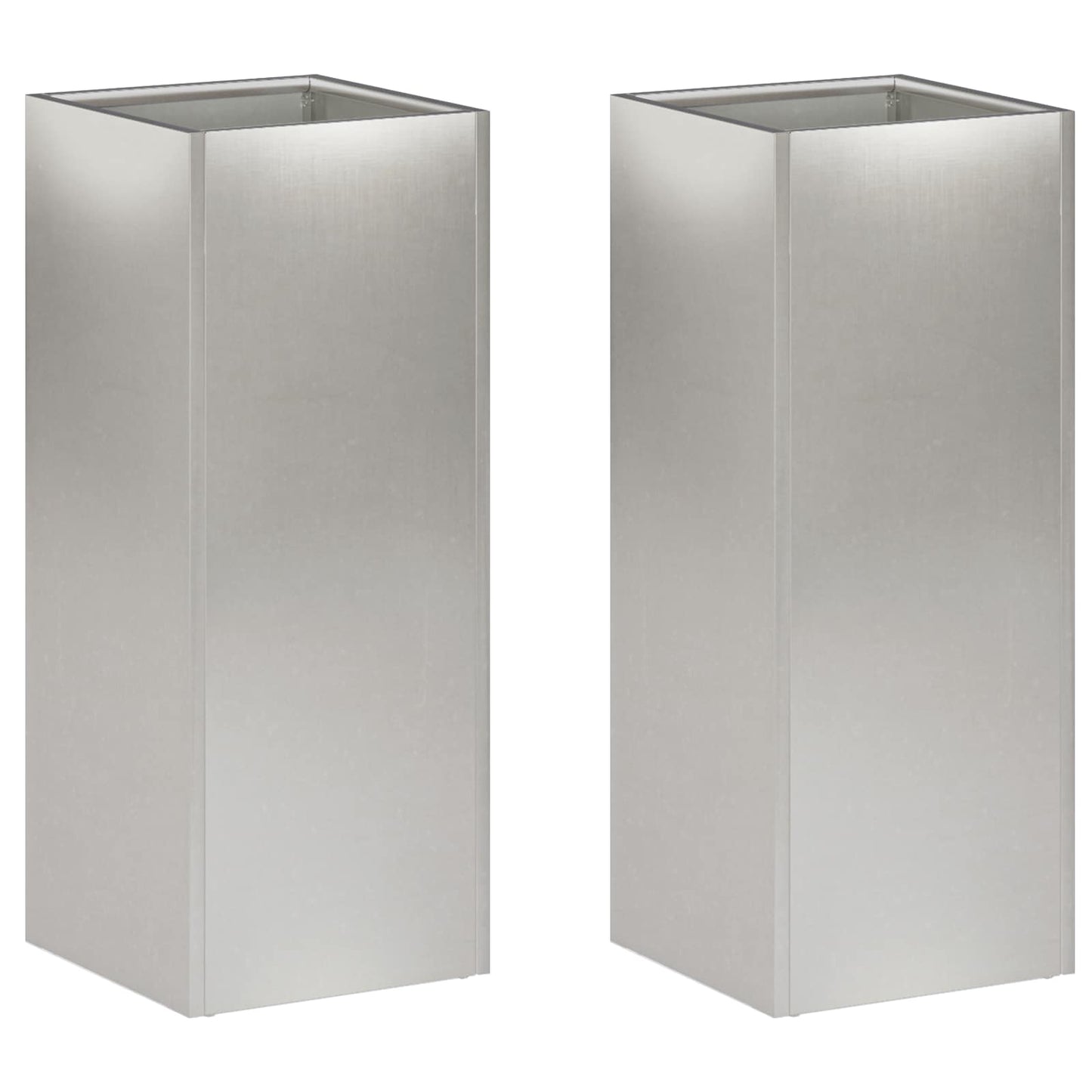 Garden Planter 2 pcs Silver 20 x 20 x 40 cm Stainless Steel