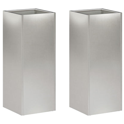 Garden Planter 2 pcs Silver 20 x 20 x 40 cm Stainless Steel