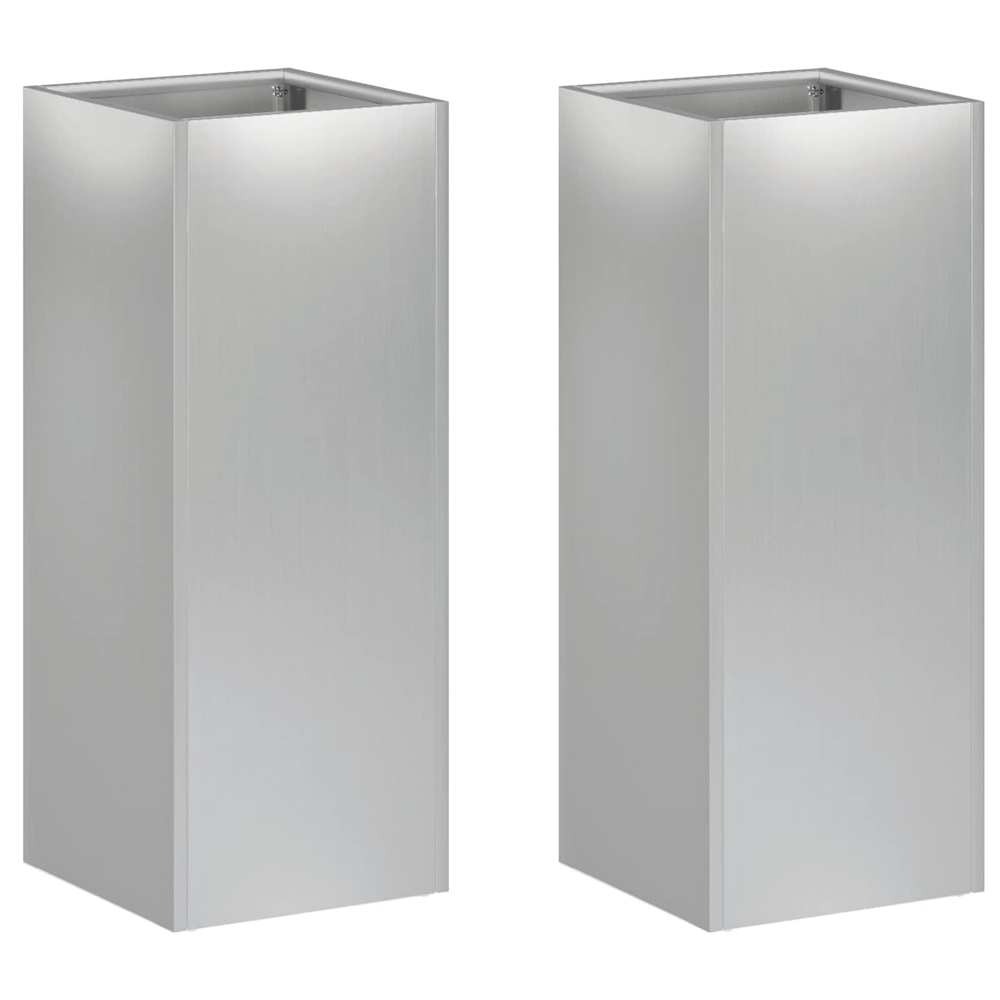 Garden Planter 2 pcs Silver 20 x 20 x 40 cm Galvanised Steel