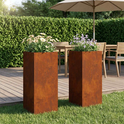 Garden Planter 2 pcs Rusty 20 x 20 x 40 cm Weathering Steel