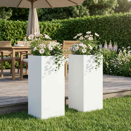 Garden Planter 2 pcs White 20 x 20 x 50 cm Cold-rolled Steel