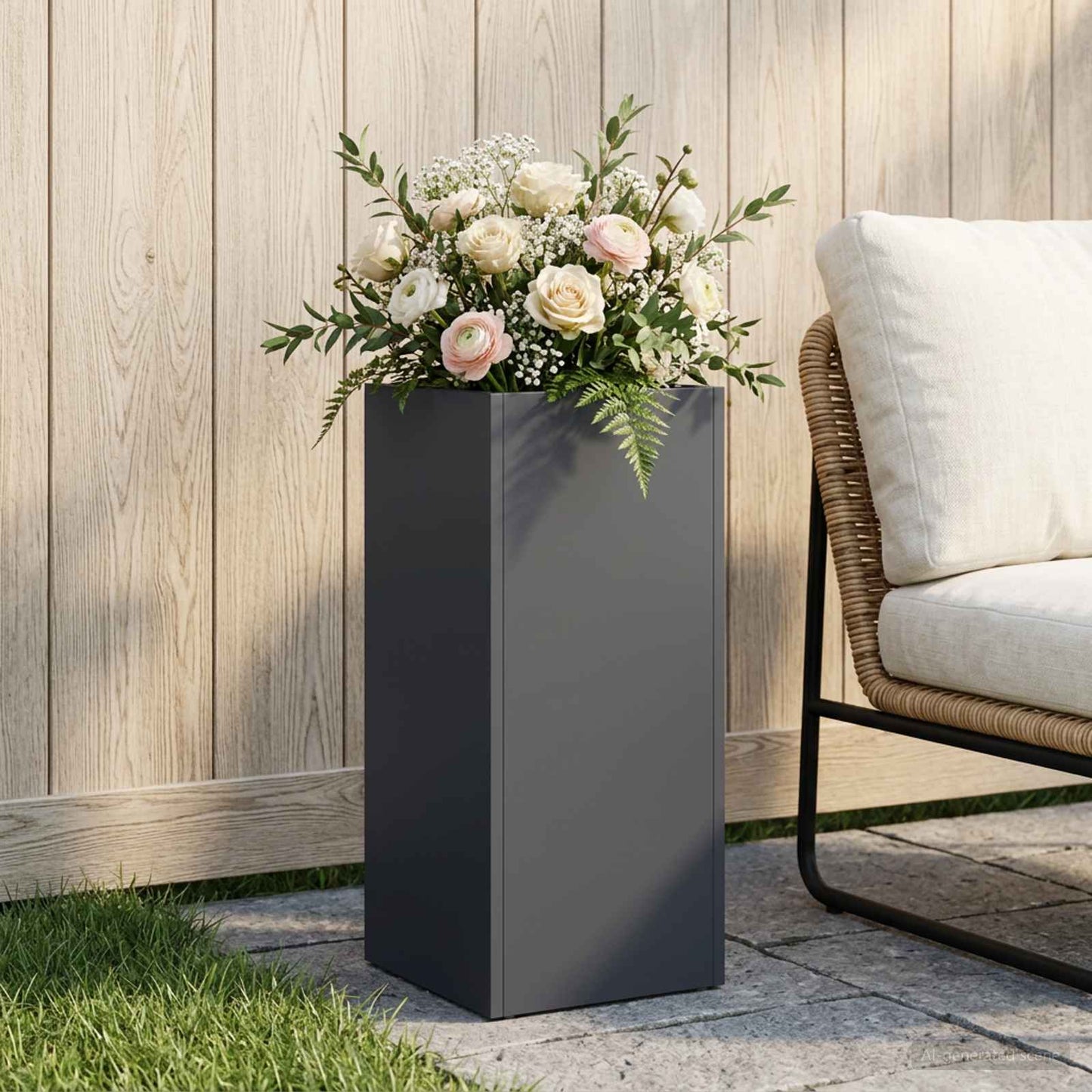 Garden Planter Anthracite 20 x 20 x 50 cm Cold-rolled Steel
