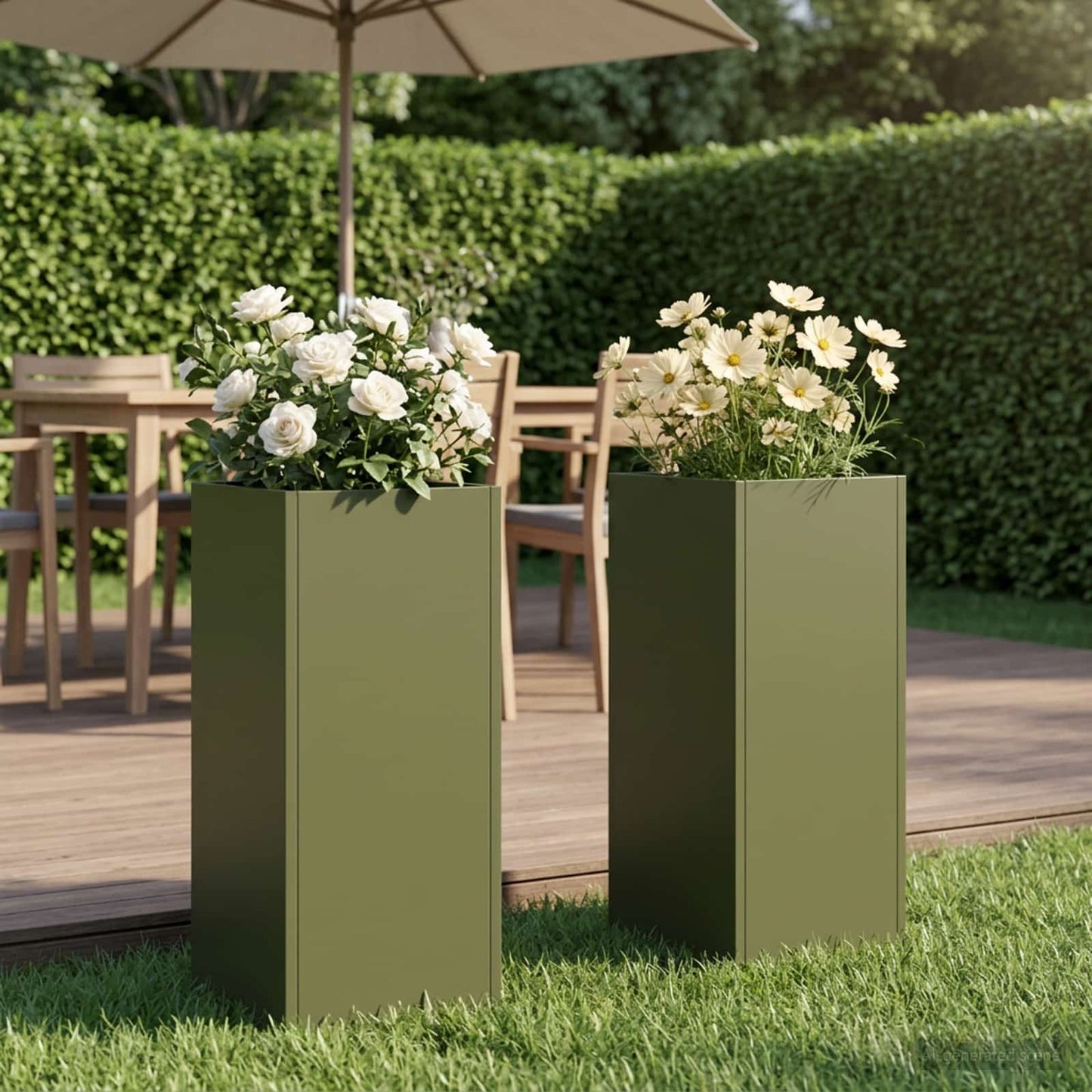 Garden Planter 2 pcs Olive Green 20 x 20 x 50 cm