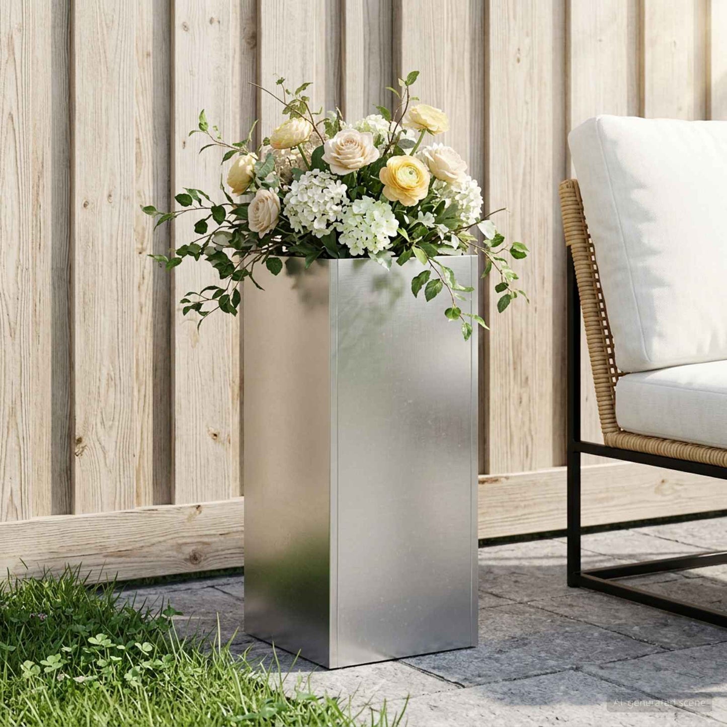 Garden Planter Silver 20 x 20 x 50 cm Stainless Steel