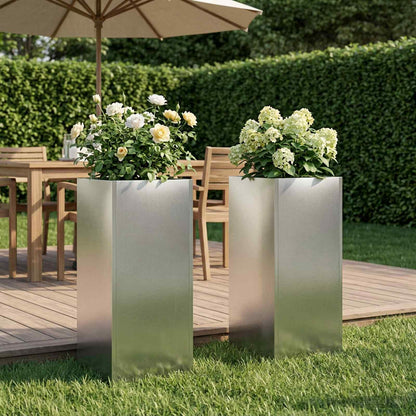 Garden Planter 2 pcs Silver 20 x 20 x 50 cm Stainless Steel