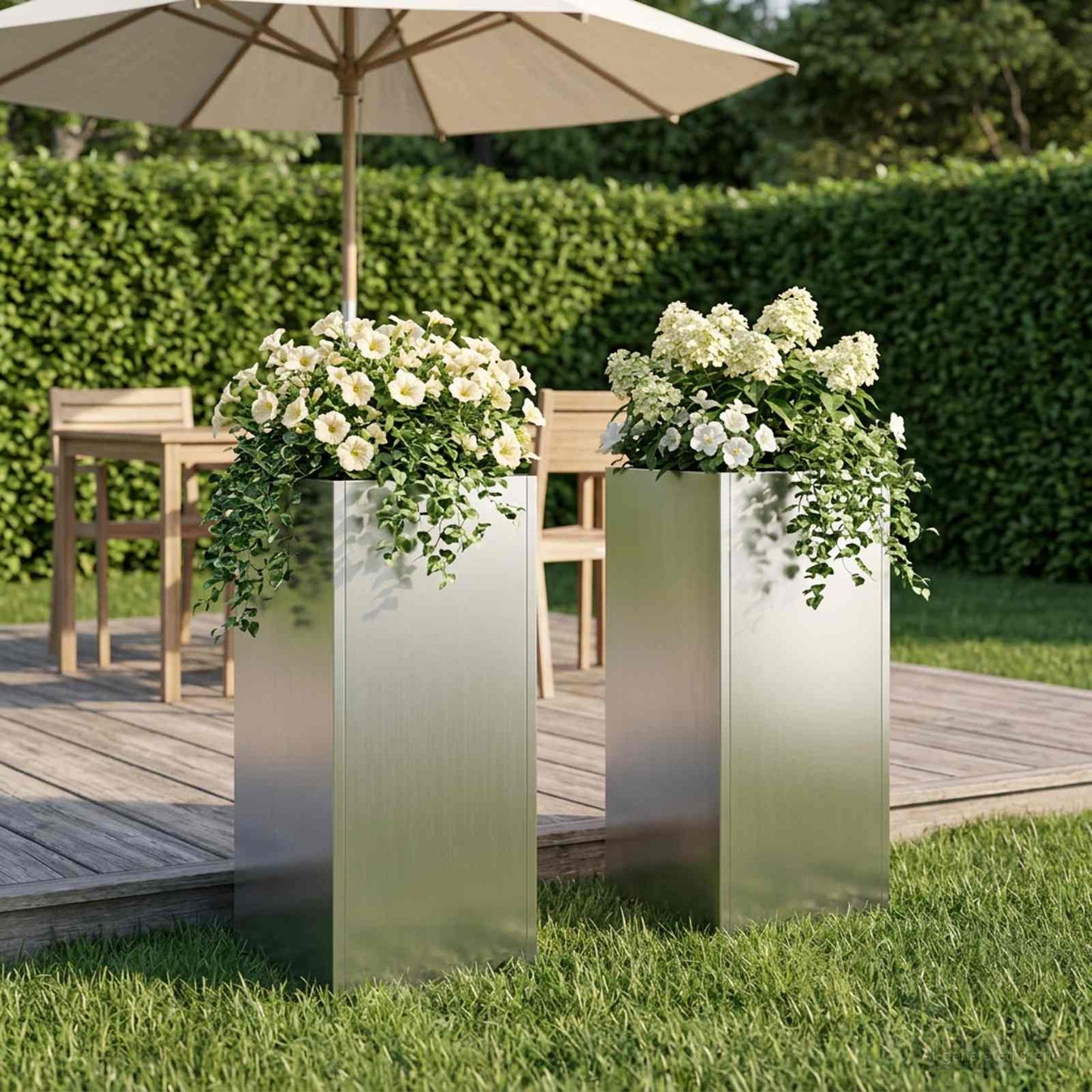 Garden Planter 2 pcs Silver 20 x 20 x 50 cm Galvanised Steel