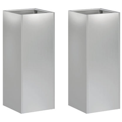 Garden Planter 2 pcs Silver 20 x 20 x 50 cm Galvanised Steel
