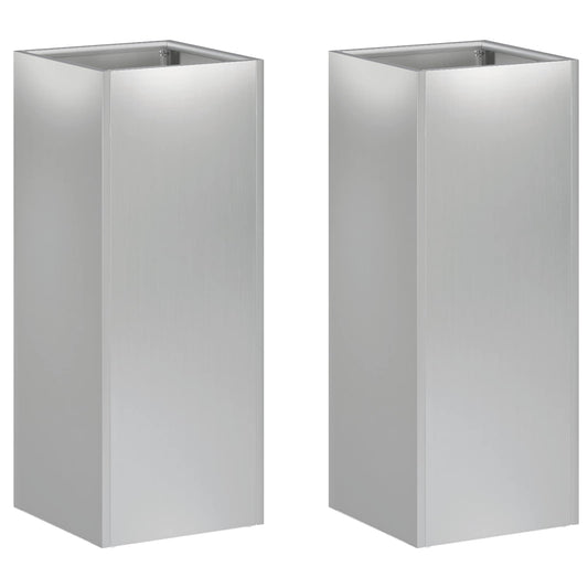 Garden Planter 2 pcs Silver 20 x 20 x 50 cm Galvanised Steel