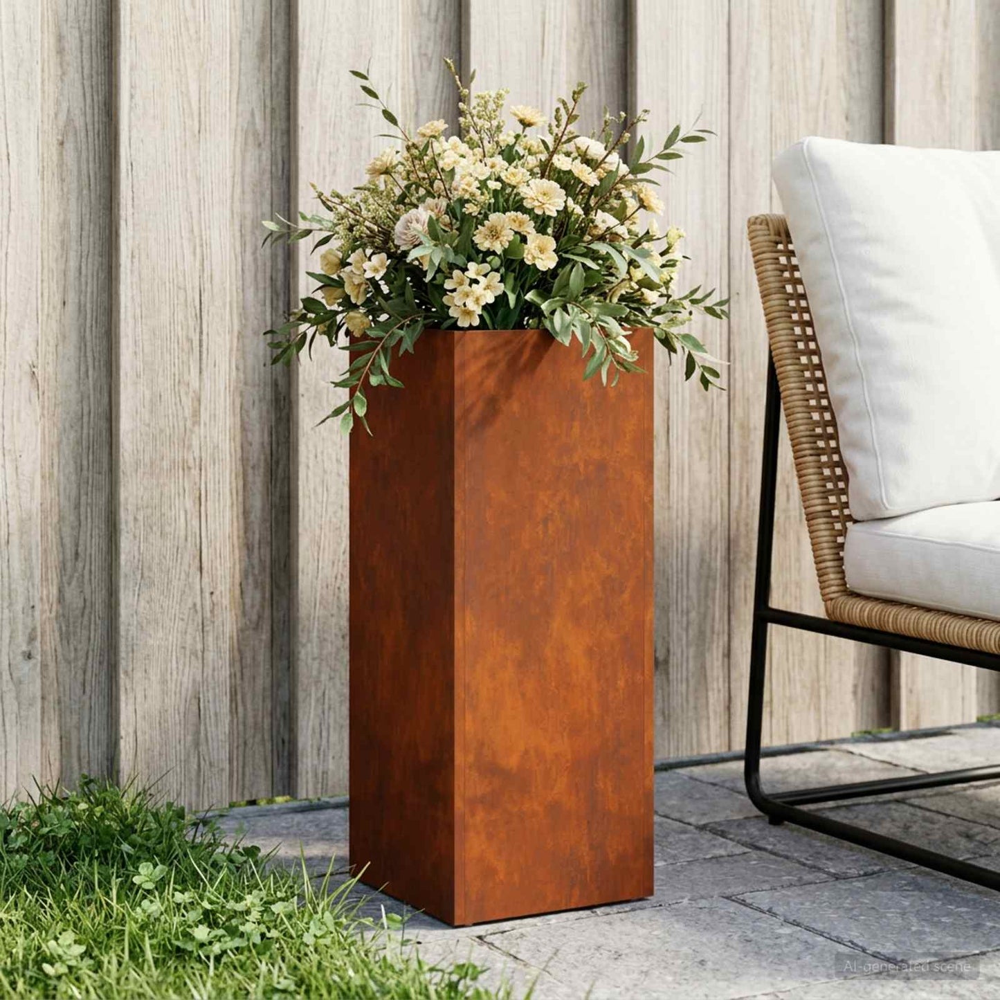 Garden Planter Rusty 20 x 20 x 50 cm Weathering Steel