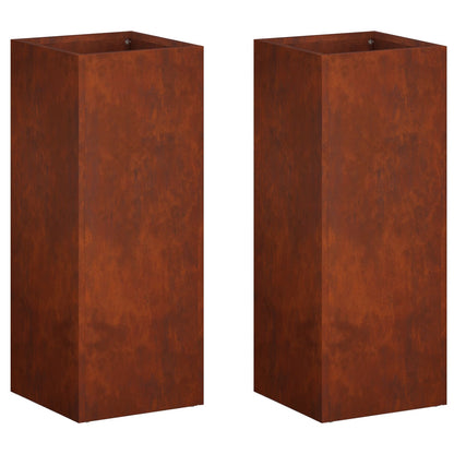 Garden Planter 2 pcs Rusty 20 x 20 x 50 cm Weathering Steel