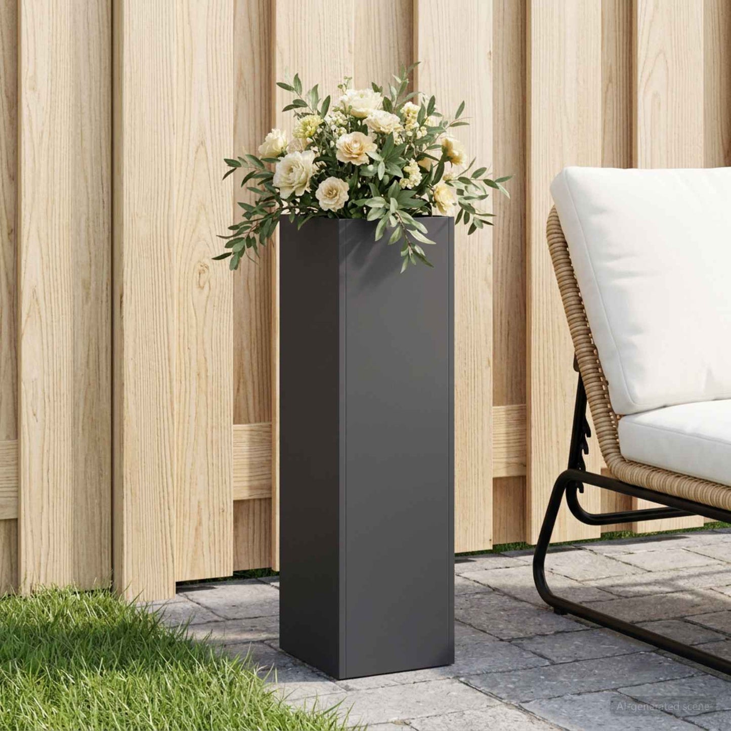 Garden Planter Black 20 x 20 x 75 cm Cold-rolled Steel